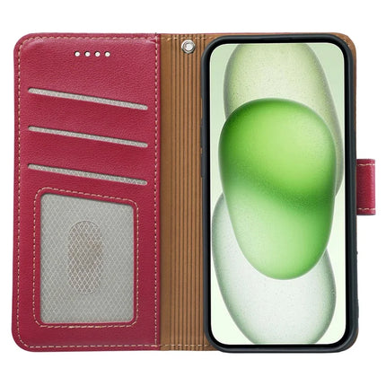 For iPhone 14 Leather Case Litchi Texture Wallet RFID Blocking Phone Cover