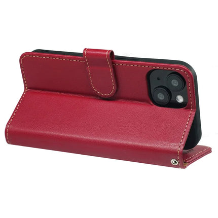 For iPhone 14 Leather Case Litchi Texture Wallet RFID Blocking Phone Cover