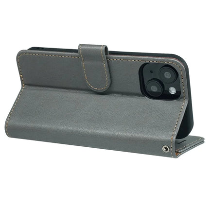 For iPhone 14 Leather Case Litchi Texture Wallet RFID Blocking Phone Cover