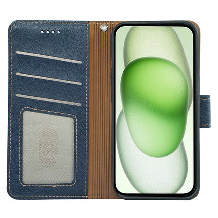 For iPhone 14 Leather Case Litchi Texture Wallet RFID Blocking Phone Cover