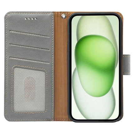 For iPhone 13 Leather Case Litchi Texture Wallet RFID Blocking Phone Cover