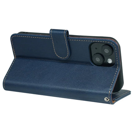 For iPhone 13 Leather Case Litchi Texture Wallet RFID Blocking Phone Cover