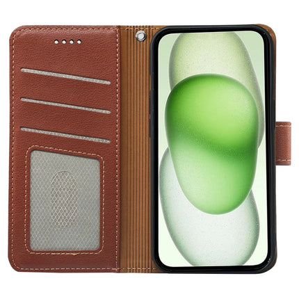 For iPhone 13 Leather Case Litchi Texture Wallet RFID Blocking Phone Cover