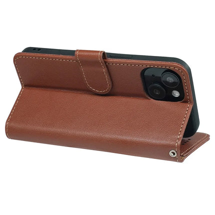 For iPhone 13 Leather Case Litchi Texture Wallet RFID Blocking Phone Cover