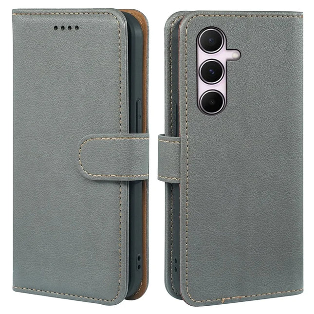 For Samsung Galaxy A55 5G Leather Case Litchi Texture Wallet RFID Blocking Phone Cover - Grey
