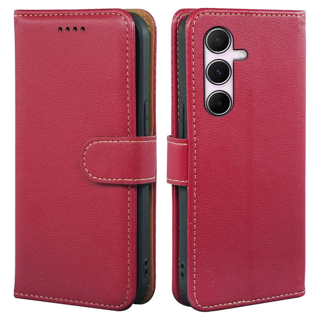 For Samsung Galaxy A05s 4G Leather Case Litchi Texture Wallet RFID Blocking Phone Cover - Red