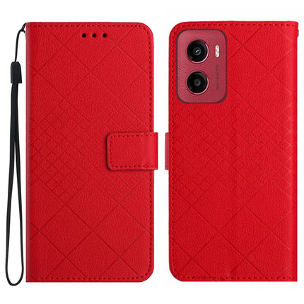 For Motorola Moto G05 4G Wallet Phone Case Imprint PU Leather Flip Folio Cover - Red