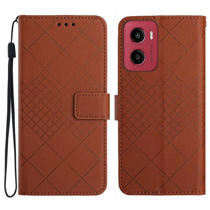 For Motorola Moto G05 4G Wallet Phone Case Imprint PU Leather Flip Folio Cover - Brown