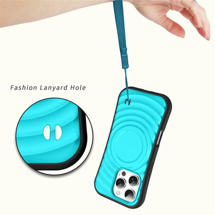 For iPhone 16 Pro Case Compatible with MagSafe Wavy Curves Texture Slim Anti Drop PC + TPU Back Cover