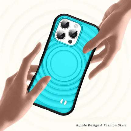 For iPhone 16 Pro Case Compatible with MagSafe Wavy Curves Texture Slim Anti Drop PC + TPU Back Cover