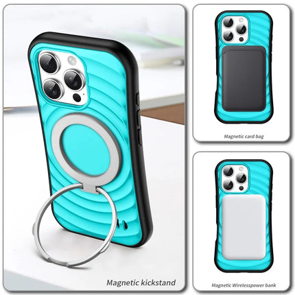 For iPhone 16 Pro Case Compatible with MagSafe Wavy Curves Texture Slim Anti Drop PC + TPU Back Cover