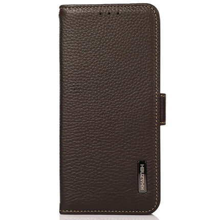 KHAZNEH For Motorola Moto G15 4G  /  G05 4G Phone Case Genuine Cow Leather Cover RFID Blocking