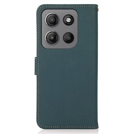 KHAZNEH For Motorola Moto G15 4G  /  G05 4G Case Genuine Cow Leather Wallet Phone Cover
