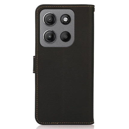 KHAZNEH For Motorola Moto G15 4G  /  G05 4G Case Genuine Cow Leather Wallet Phone Cover