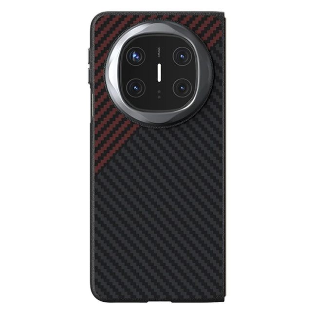 ABEEL For Huawei Mate X6 Case Compatible with MagSafe Carbon Fiber Texture Back Cover - Black  /  Red