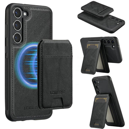 LC.IMEEKE L3 For Samsung Galaxy S23 Magnetic Case Detachable Card Holder Leather TPU Mobile Cover - Black