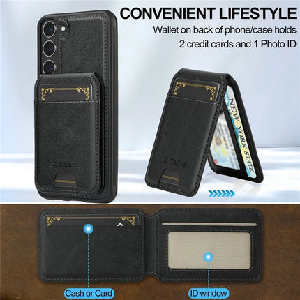LC.IMEEKE L3 For Samsung Galaxy S23 Magnetic Case Detachable Card Holder Leather TPU Mobile Cover