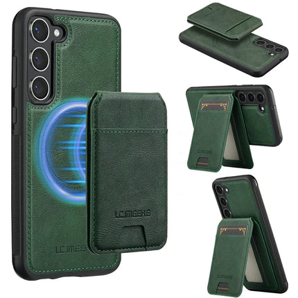 LC.IMEEKE L3 For Samsung Galaxy S23 Magnetic Case Detachable Card Holder Leather TPU Mobile Cover - Green