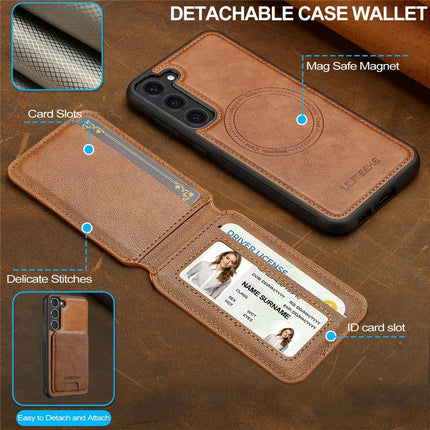 LC.IMEEKE L3 For Samsung Galaxy S23 Magnetic Case Detachable Card Holder Leather TPU Mobile Cover