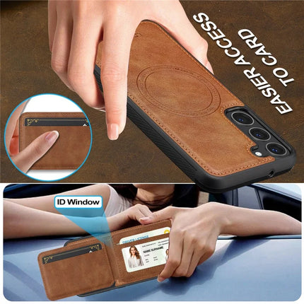LC.IMEEKE L3 For Samsung Galaxy S23 Magnetic Case Detachable Card Holder Leather TPU Mobile Cover