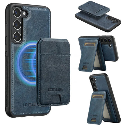 LC.IMEEKE L3 For Samsung Galaxy S23 Magnetic Case Detachable Card Holder Leather TPU Mobile Cover - Blue