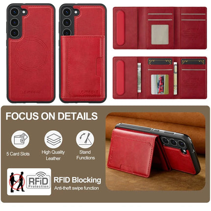 LC.IMEEKE L5 For Samsung Galaxy S23 Magnetic Phone Case Leather Back Cover with Detachable Card Holder