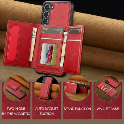 LC.IMEEKE L5 For Samsung Galaxy S23 Magnetic Phone Case Leather Back Cover with Detachable Card Holder