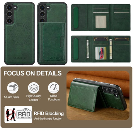 LC.IMEEKE L5 For Samsung Galaxy S23 Magnetic Phone Case Leather Back Cover with Detachable Card Holder