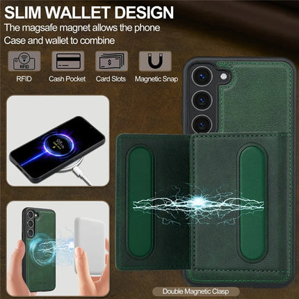 LC.IMEEKE L5 For Samsung Galaxy S23 Magnetic Phone Case Leather Back Cover with Detachable Card Holder