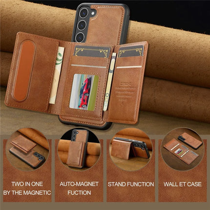 LC.IMEEKE L5 For Samsung Galaxy S23 Magnetic Phone Case Leather Back Cover with Detachable Card Holder