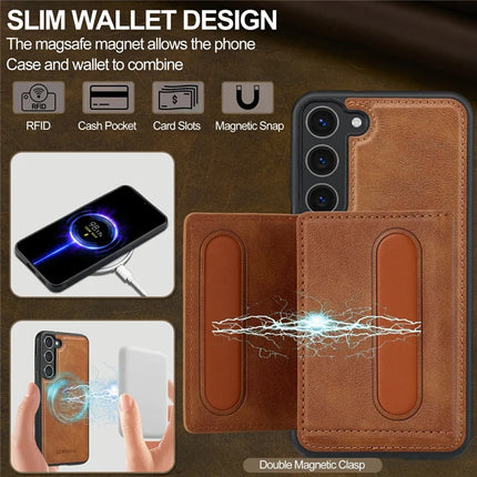 LC.IMEEKE L5 For Samsung Galaxy S23 Magnetic Phone Case Leather Back Cover with Detachable Card Holder