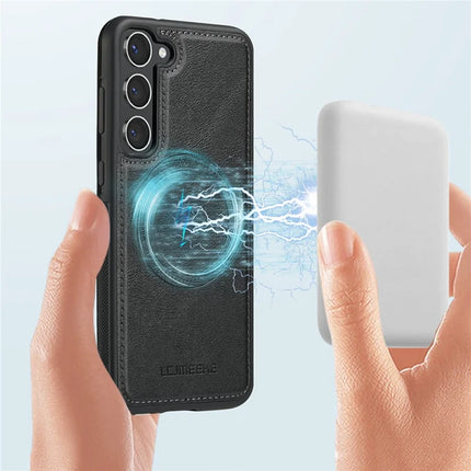LC.IMEEKE For Samsung Galaxy S23 Magnetic Case Compatible with MagSafe Leather TPU Back Cover