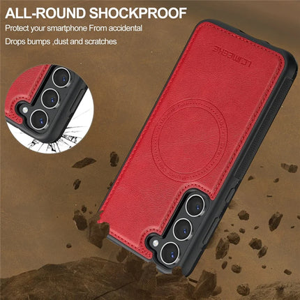 LC.IMEEKE For Samsung Galaxy S23 Magnetic Case Compatible with MagSafe Leather TPU Back Cover