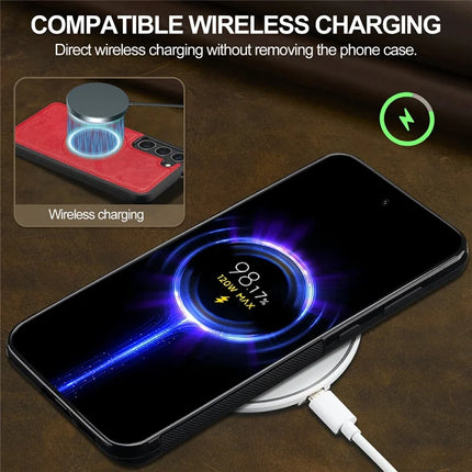 LC.IMEEKE For Samsung Galaxy S23 Magnetic Case Compatible with MagSafe Leather TPU Back Cover