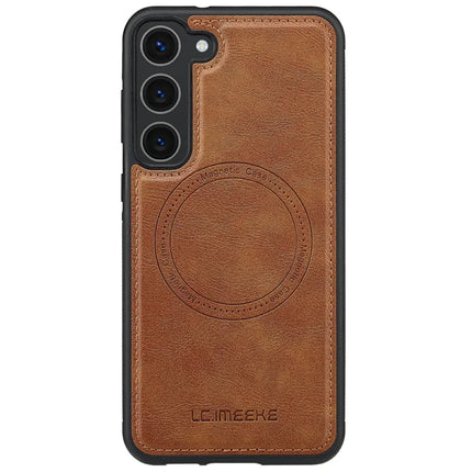 LC.IMEEKE For Samsung Galaxy S23 Magnetic Case Compatible with MagSafe Leather TPU Back Cover