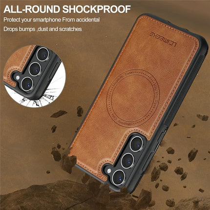 LC.IMEEKE For Samsung Galaxy S23 Magnetic Case Compatible with MagSafe Leather TPU Back Cover