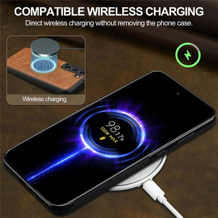 LC.IMEEKE For Samsung Galaxy S23 Magnetic Case Compatible with MagSafe Leather TPU Back Cover
