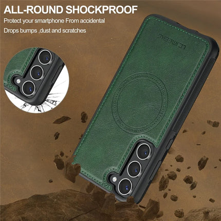 LC.IMEEKE For Samsung Galaxy S23 Magnetic Case Compatible with MagSafe Leather TPU Back Cover