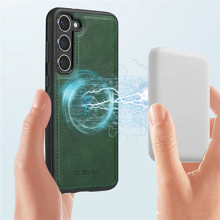 LC.IMEEKE For Samsung Galaxy S23 Magnetic Case Compatible with MagSafe Leather TPU Back Cover