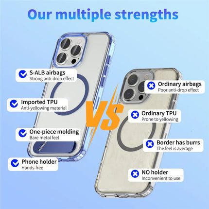 For iPhone 16 Pro Case Compatible with MagSafe Folding Kickstand Anti Drop PC + TPU Back Cover