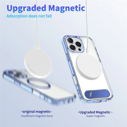 For iPhone 16 Pro Case Compatible with MagSafe Folding Kickstand Anti Drop PC + TPU Back Cover