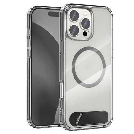 For iPhone 16 Pro Case Compatible with MagSafe Folding Kickstand Anti Drop PC + TPU Back Cover - Black
