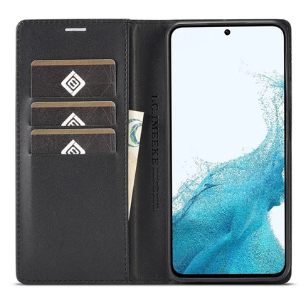 LC.IMEEKE For Samsung Galaxy A56 5G Case Carbon Fiber Texture Phone Cover Stand Card Holder