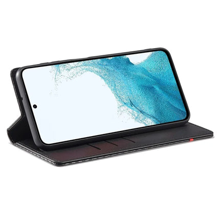 LC.IMEEKE For Samsung Galaxy A56 5G Case Carbon Fiber Texture Phone Cover Stand Card Holder