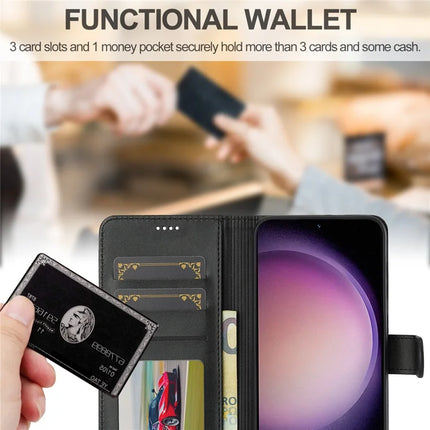 LC.IMEEKE For Samsung Galaxy A56 5G Case Calf Texture PU Leather Stand Wallet Phone Cover