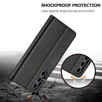 LC.IMEEKE For Samsung Galaxy A56 5G Case Calf Texture PU Leather Stand Wallet Phone Cover