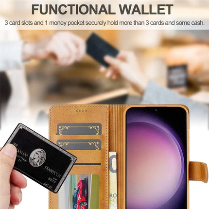 LC.IMEEKE For Samsung Galaxy A56 5G Case Calf Texture PU Leather Stand Wallet Phone Cover