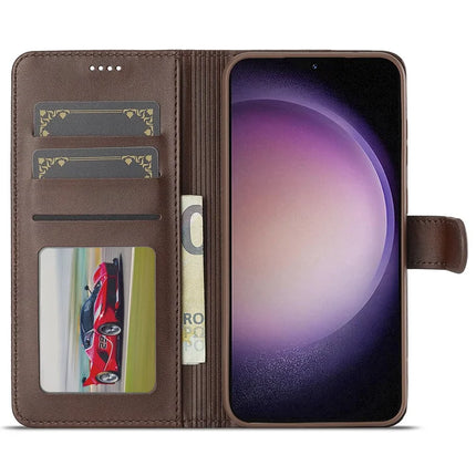 LC.IMEEKE For Samsung Galaxy A56 5G Case Calf Texture PU Leather Stand Wallet Phone Cover