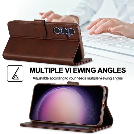 LC.IMEEKE For Samsung Galaxy A56 5G Case Calf Texture PU Leather Stand Wallet Phone Cover