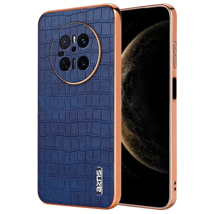 AZNS For Huawei Mate 70 Case Electroplating Crocodile Texture PU+TPU Phone Cover - Blue
